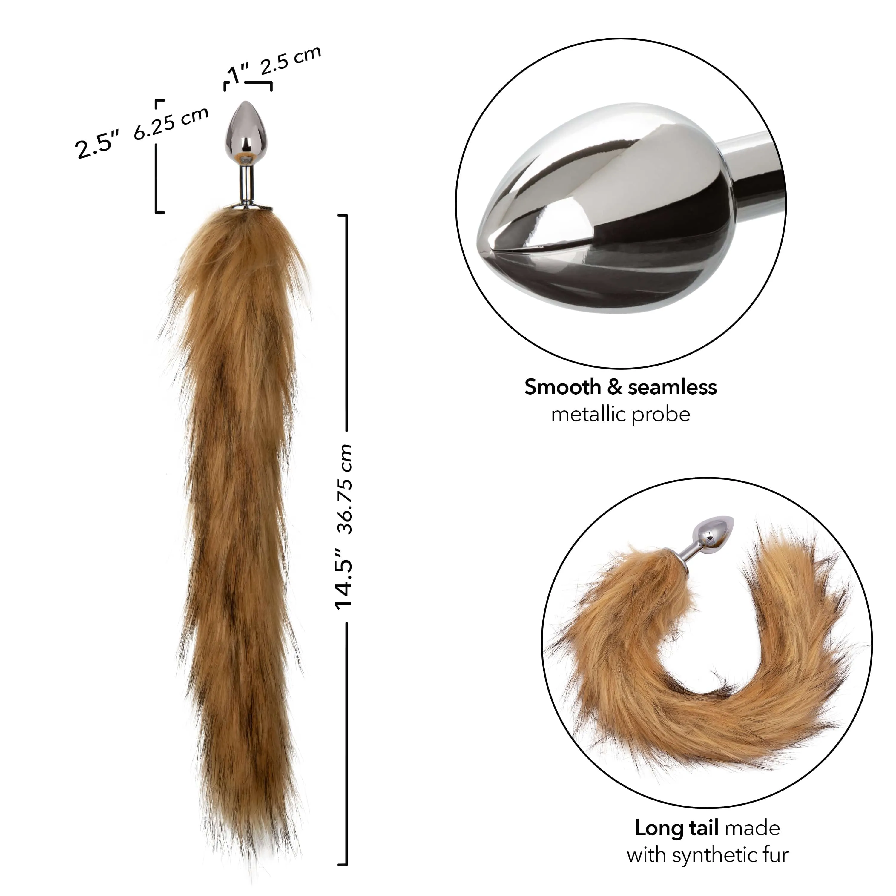 California Exotics - Running Wild Fur Tail Metal Anal Plug