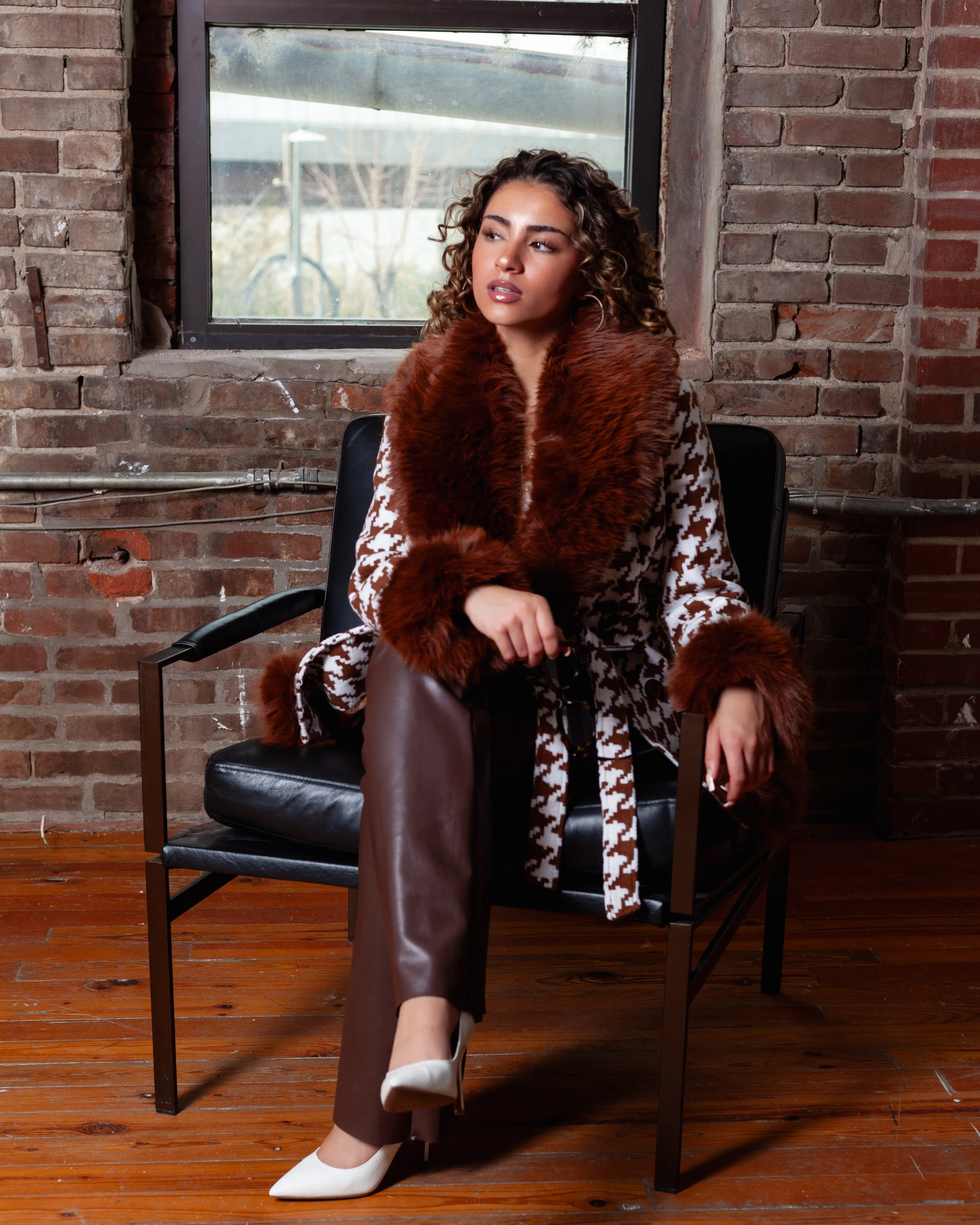 Camel Faux Fur Collar Coat
