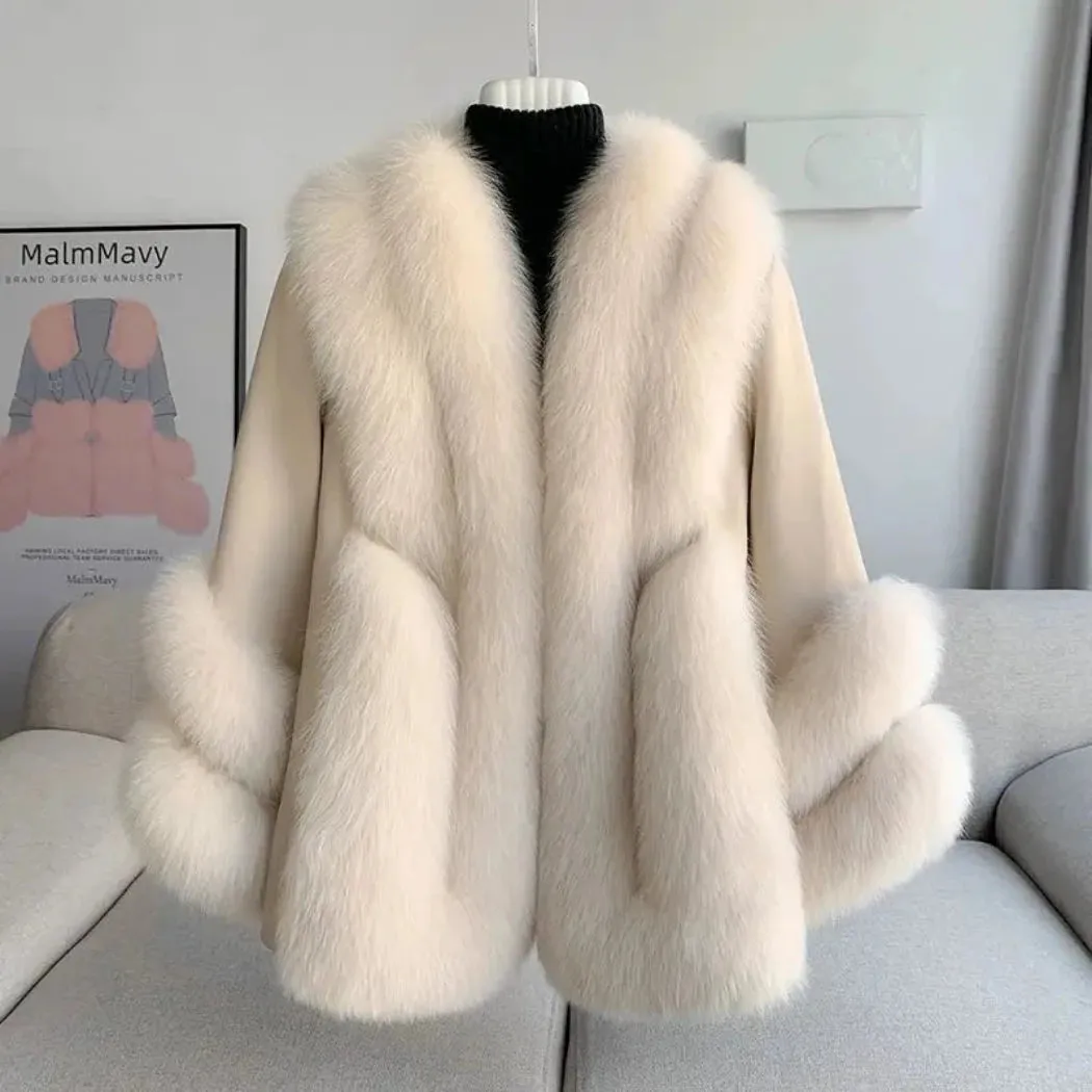 Fox Fur Leather Coat Women's