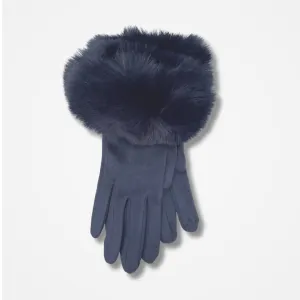 Grey Gloves with Faux Fur Trim Grey Gloves with Faux Fur Trim
