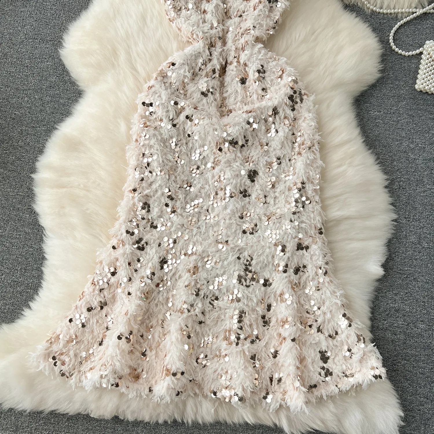 High-end Sequined Fishtail Slip Dress