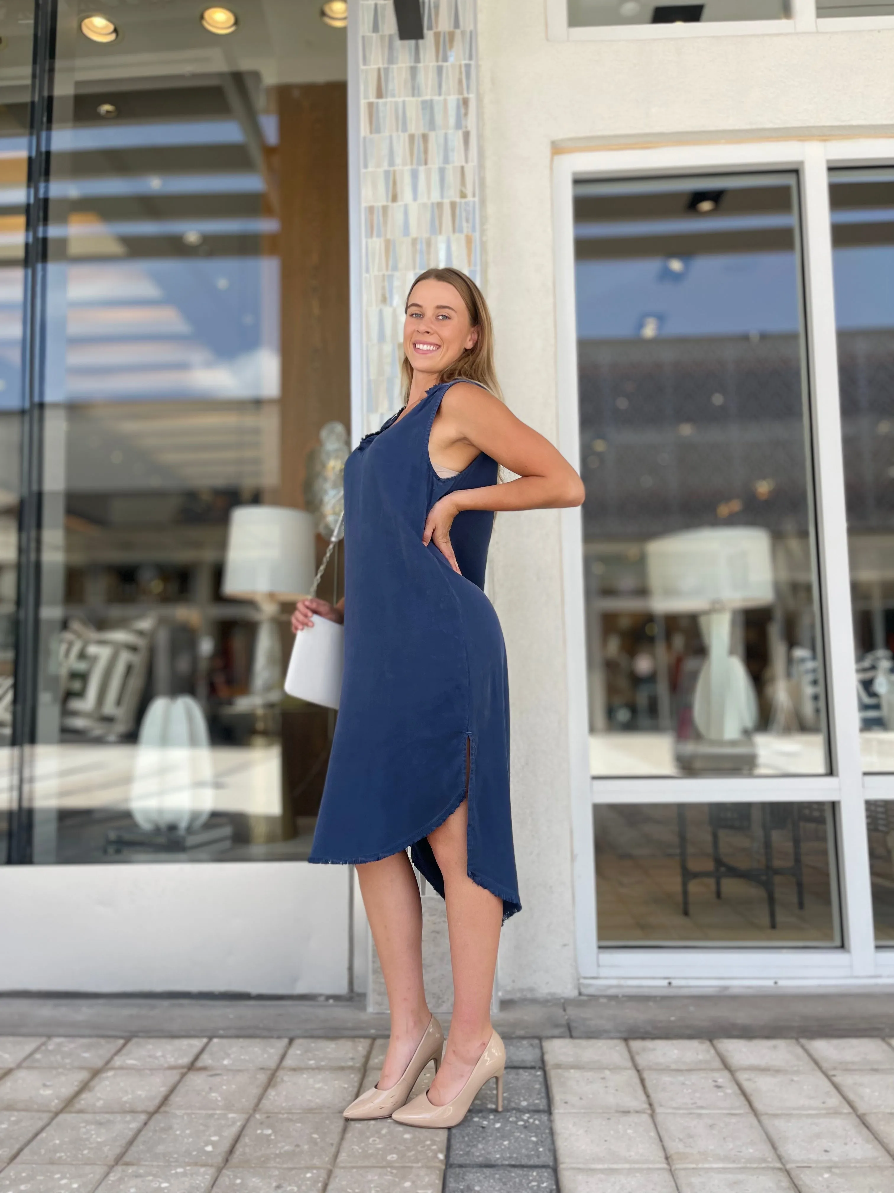 Maven West Sleeveless Tank Dress Sea Blue