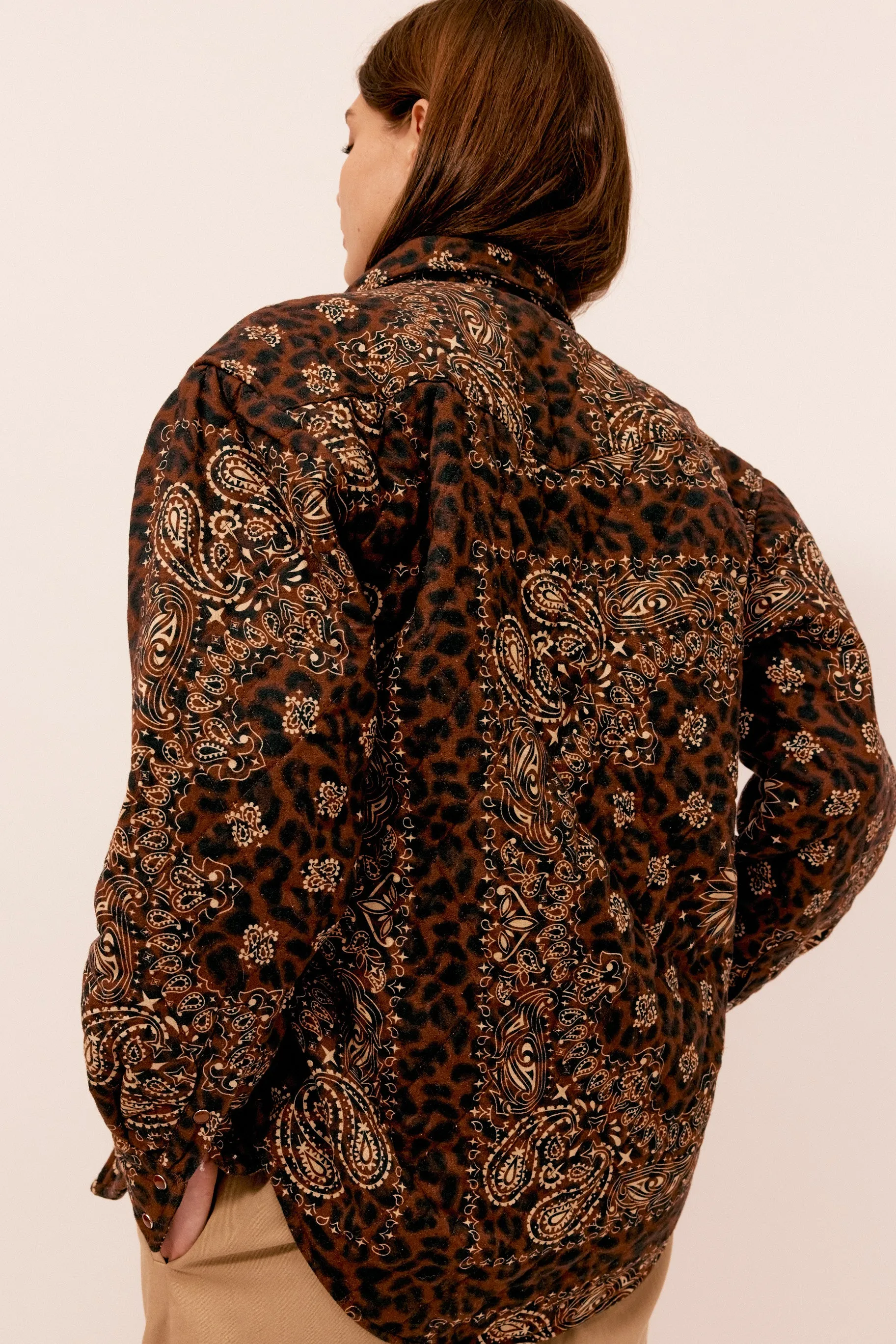 Quilt Shirt Jacket Leopard