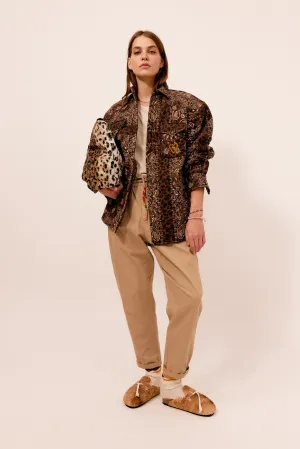 Quilt Shirt Jacket Leopard